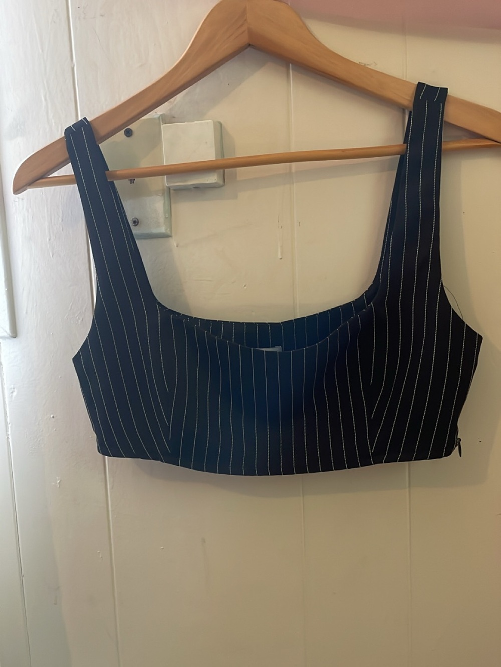 Princess Polly Black Pinstripe Scoop Crop Top